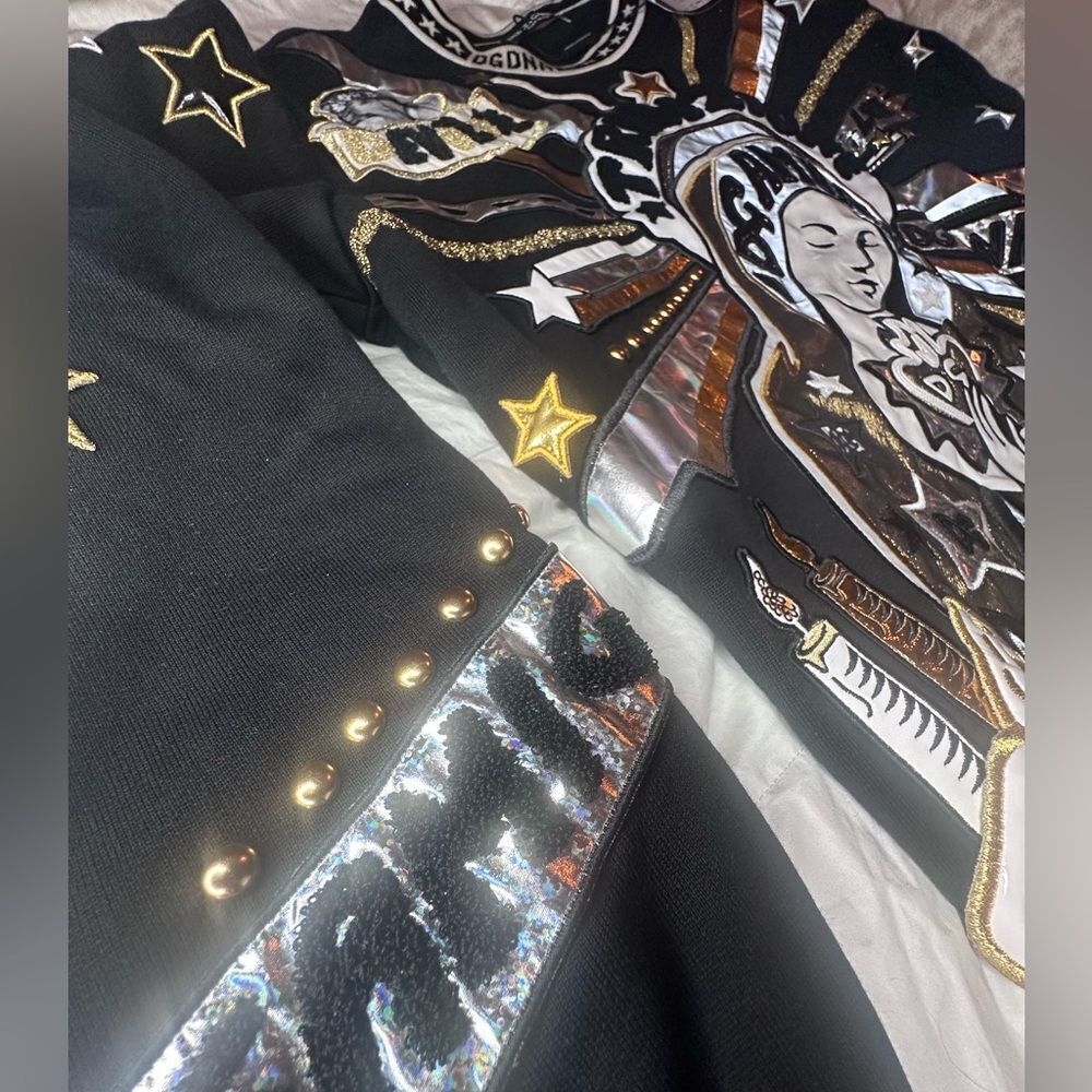 NWTs Dolce & Gabbana Baroque Maria Amore DG DNA Sweater Sweatshirt Black Gold - Picture 10 of 16